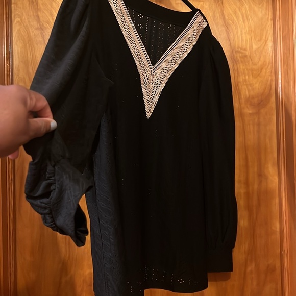 Lantern Long Sleeve Tunics 2X Plus-Size-Tops Lace V Neck Shirts Casual - Picture 8 of 10